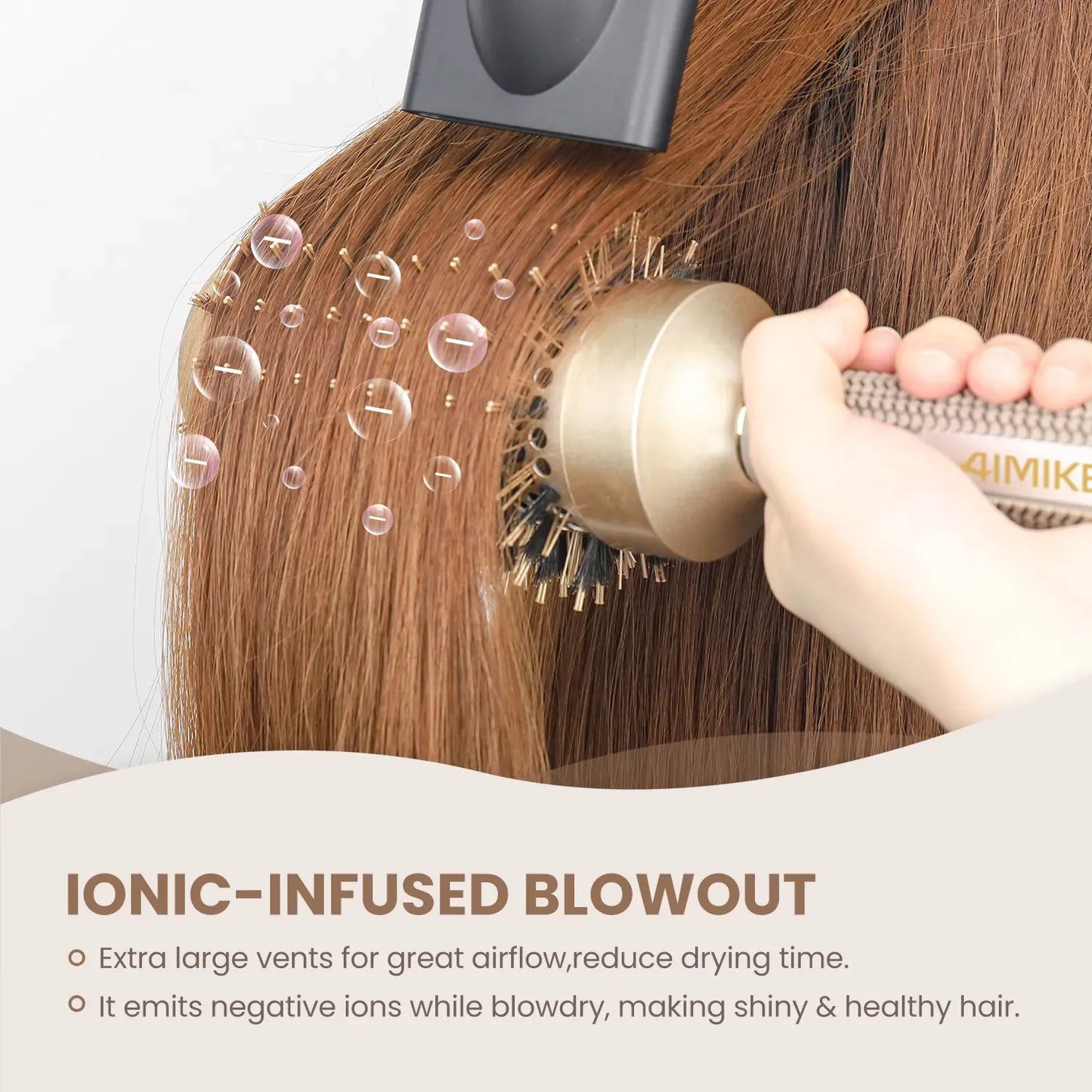 AIMIKE Nano Ceramic Ionic Boar Bristle Round Brush