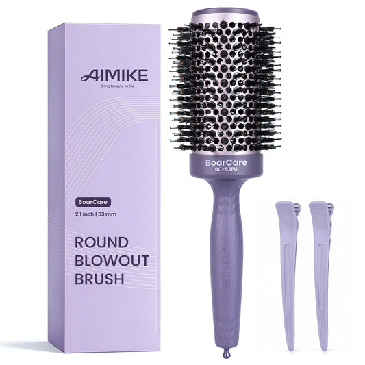 BoarCare Round Brush for Blow Out, Boar Blend for Shiny Blow Drying