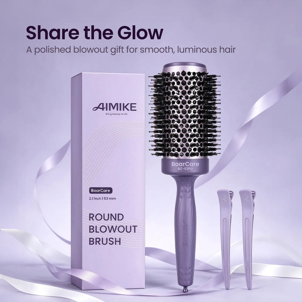 BoarCare Round Brush for Blow Out, Boar Blend for Shiny Blow Drying