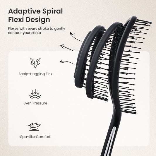 SpiraFlexi Adaptive Vented Detangler Brush - Classic Black