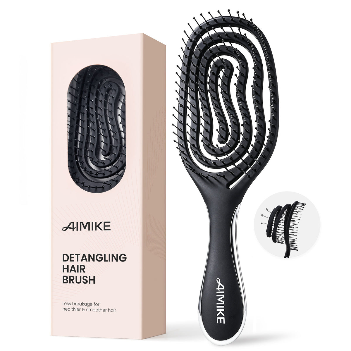 SpiraFlexi Adaptive Vented Detangler Brush - Classic Black