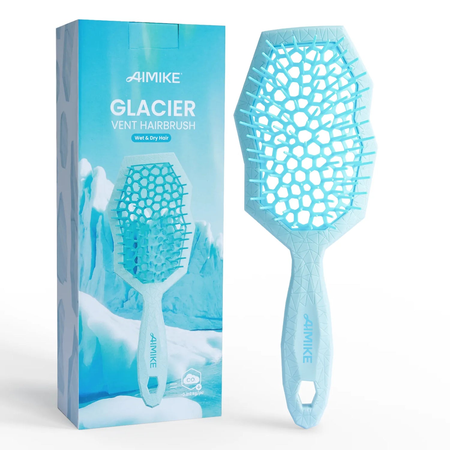 Glacier Vented Detangling Brush for Curly Hair – Blue