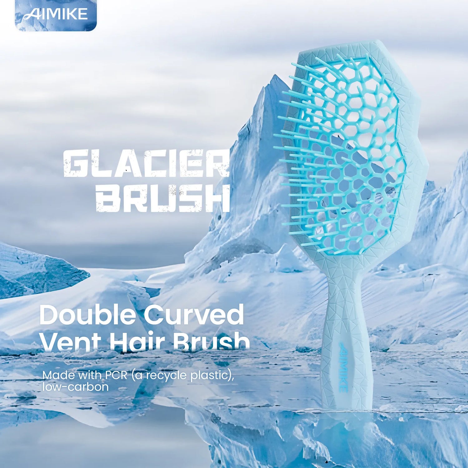 Glacier Vented Detangling Brush for Curly Hair – Blue