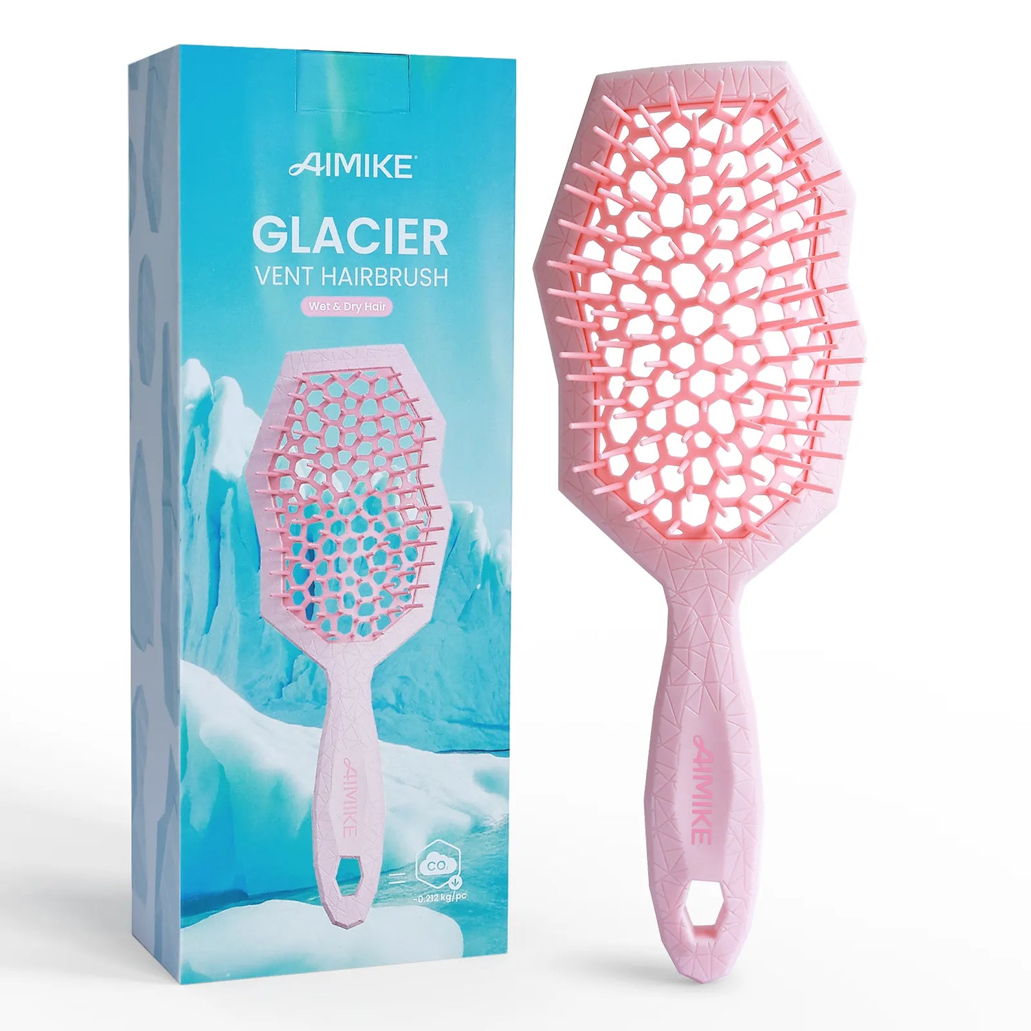 Glacier Vented Detangling Brush for Curly Hair - Pink