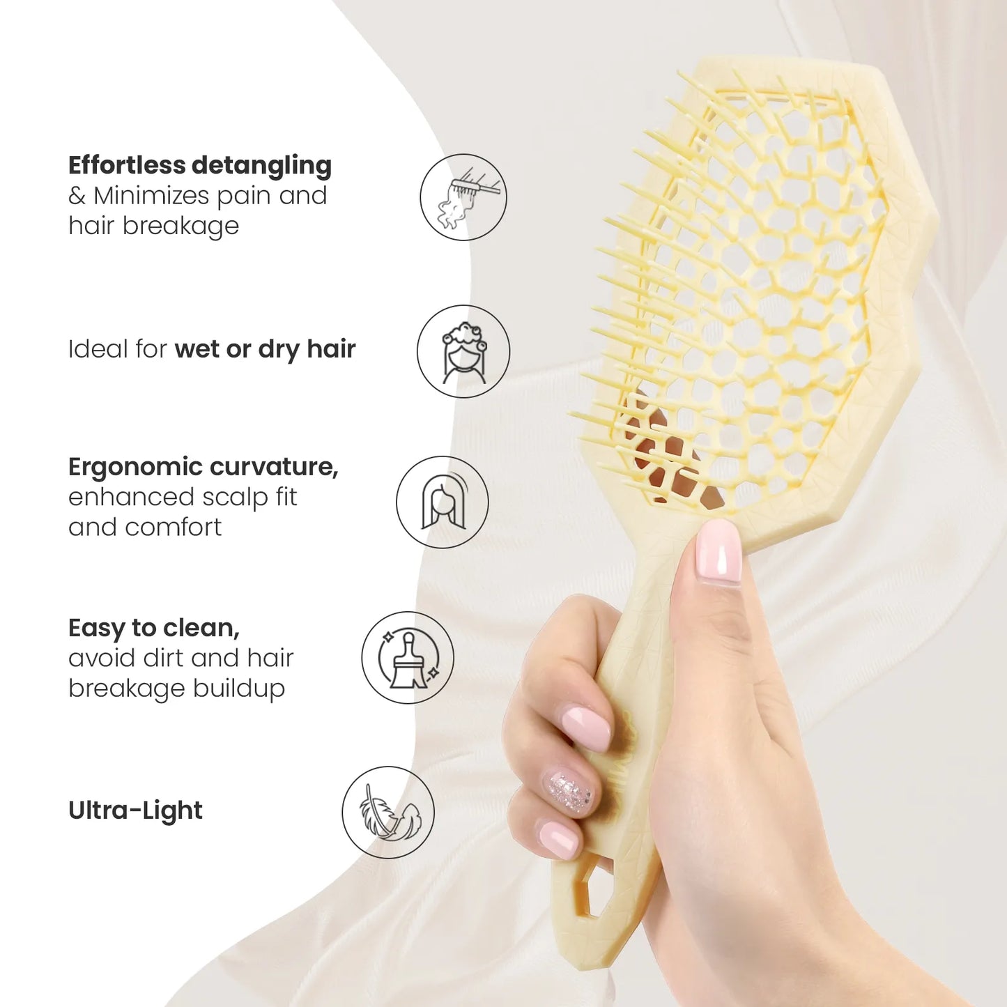 Glacier Detangling Brush - Cream Yellow