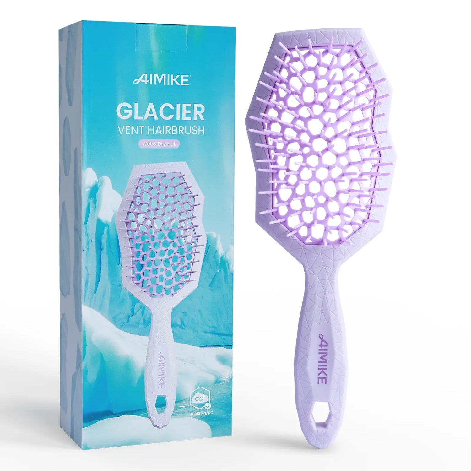 Glacier Vented Detangling Brush for Curly Hair - Purple