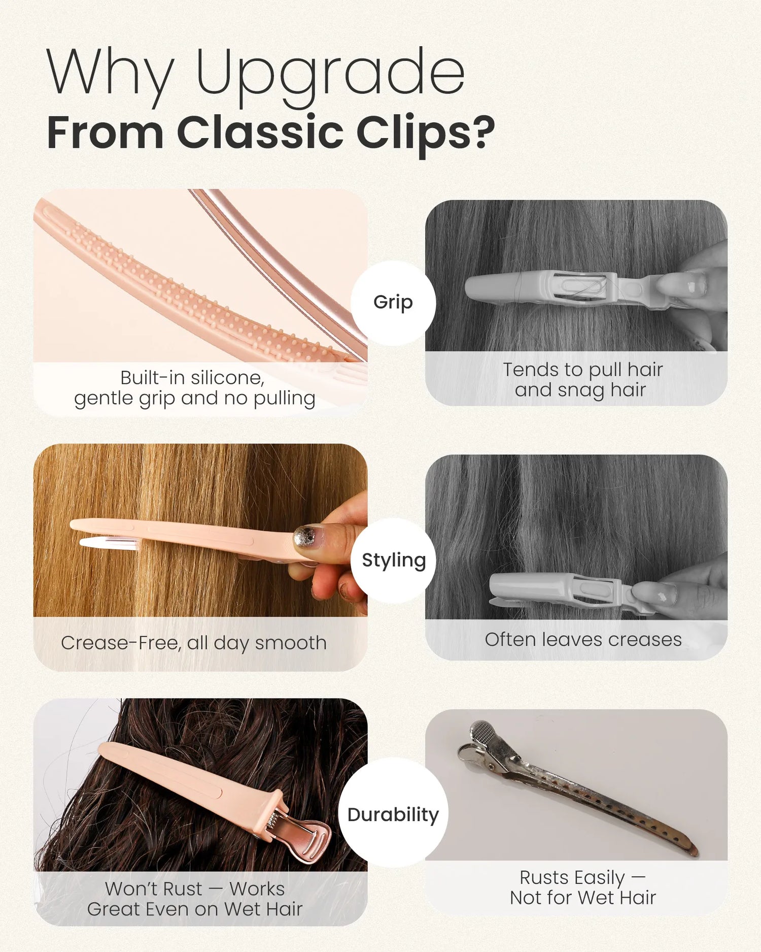 4.8" Pro Sectioning Hair Clips - Porcelain Pink
