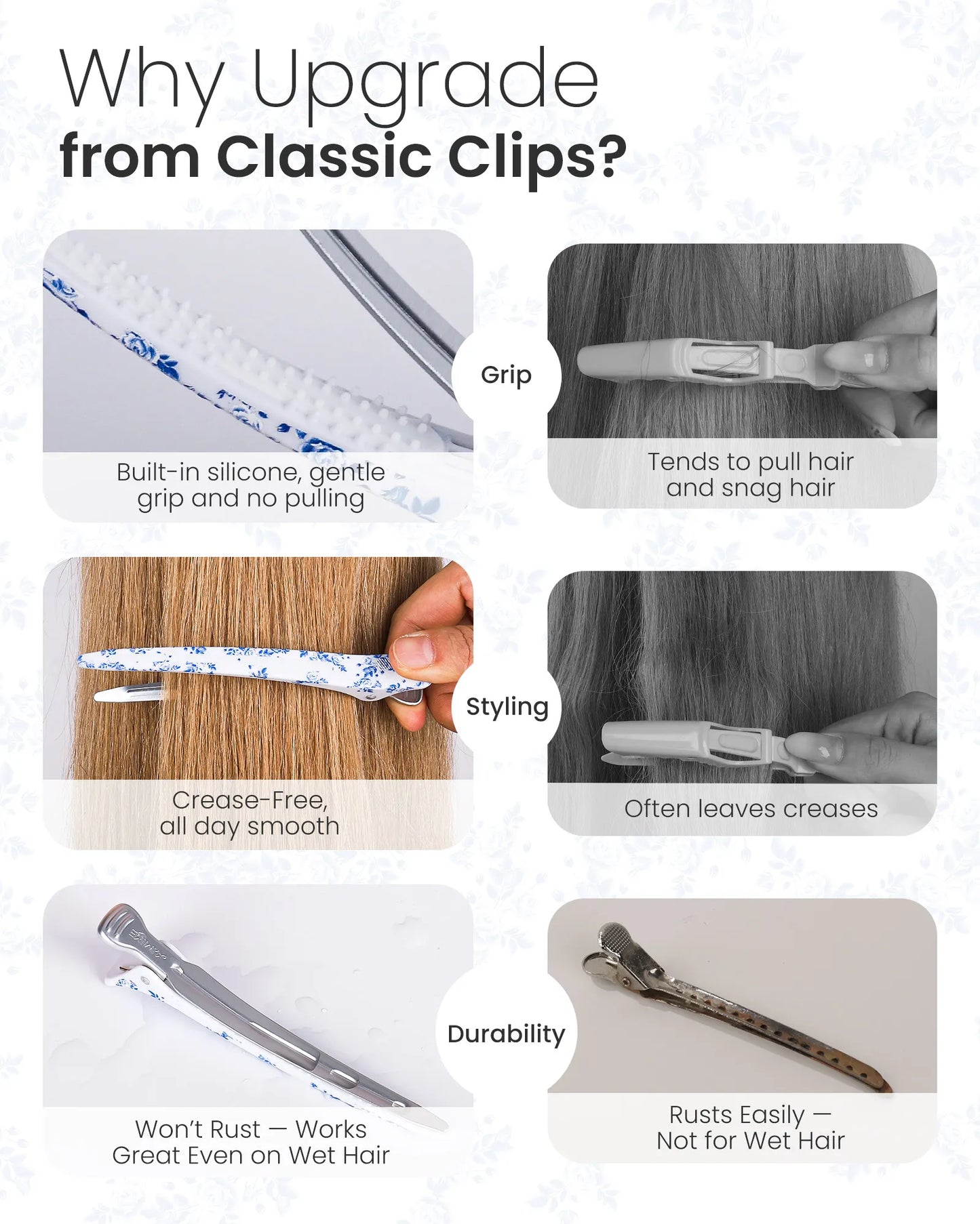 4.8" Pro Sectioning Hair Clips - Porcelia Qing
