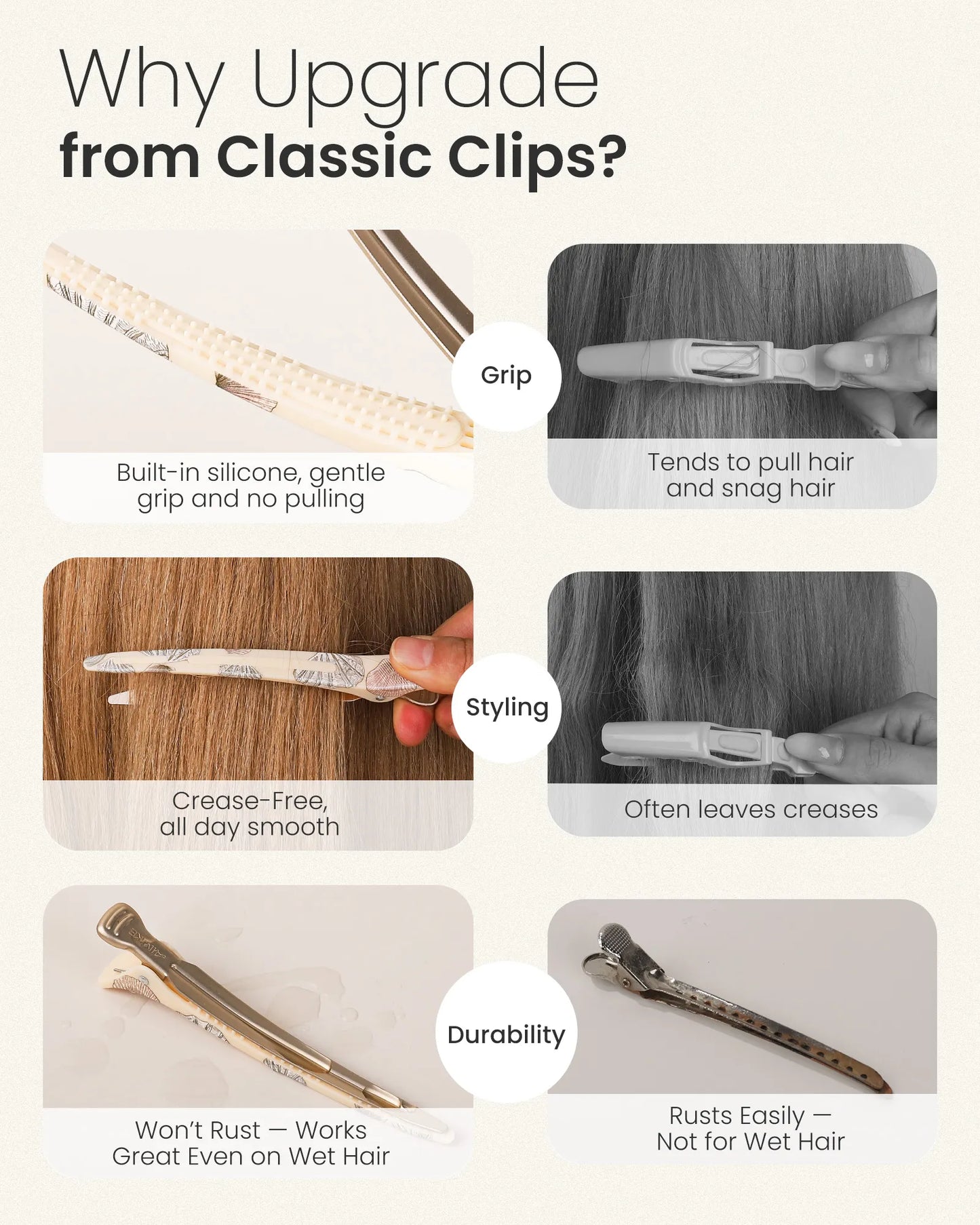 4.8" Pro Sectioning Hair Clips - Shell Pattern
