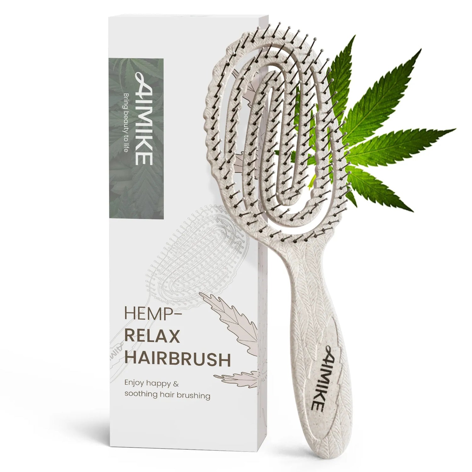 Hemp-Relax Vented Detangler Hair Brush - Beige