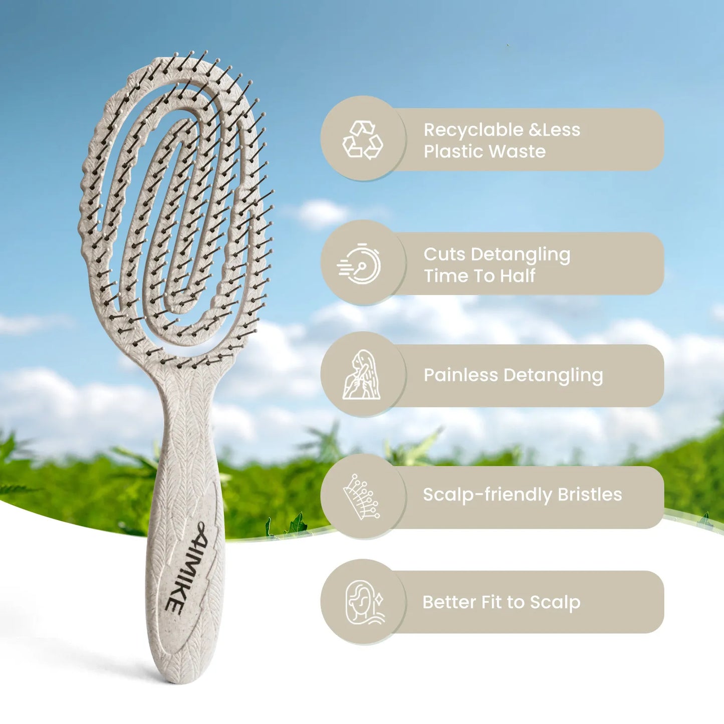 Hemp-Relax Detangling Brush - Beige