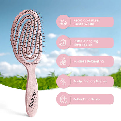 Hemp-Relax Detangling Brush - Porcelain Pink