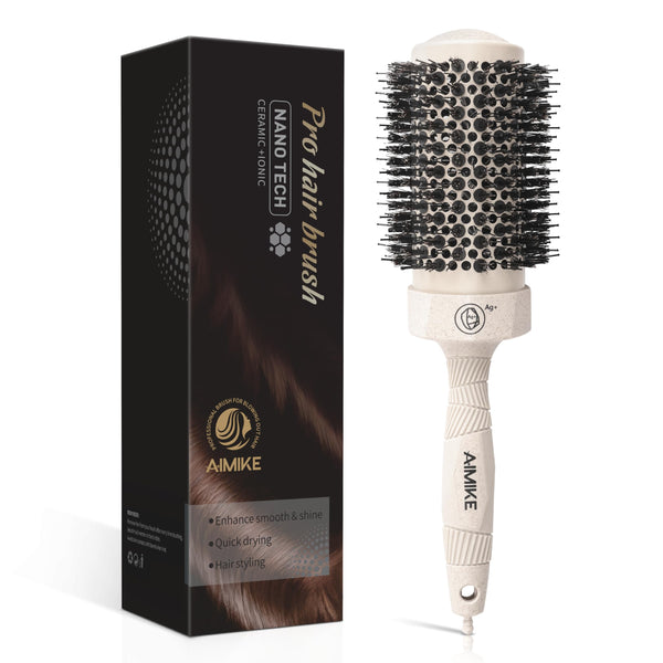 Round Brush with Boar Bristles (Wheat Straw Handle)