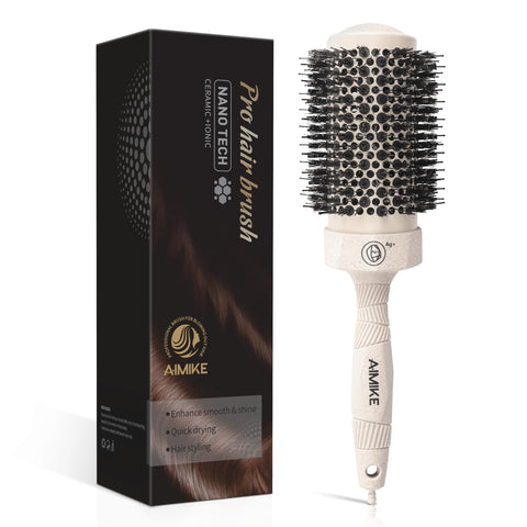 Round Brush with Boar Bristles (Wheat Straw Handle)