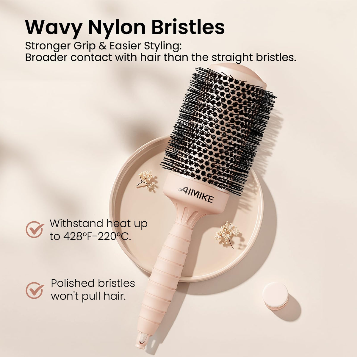 Nano  Silver Ionic Ceramic Round Hair Brush for Blowout Styling - Pink
