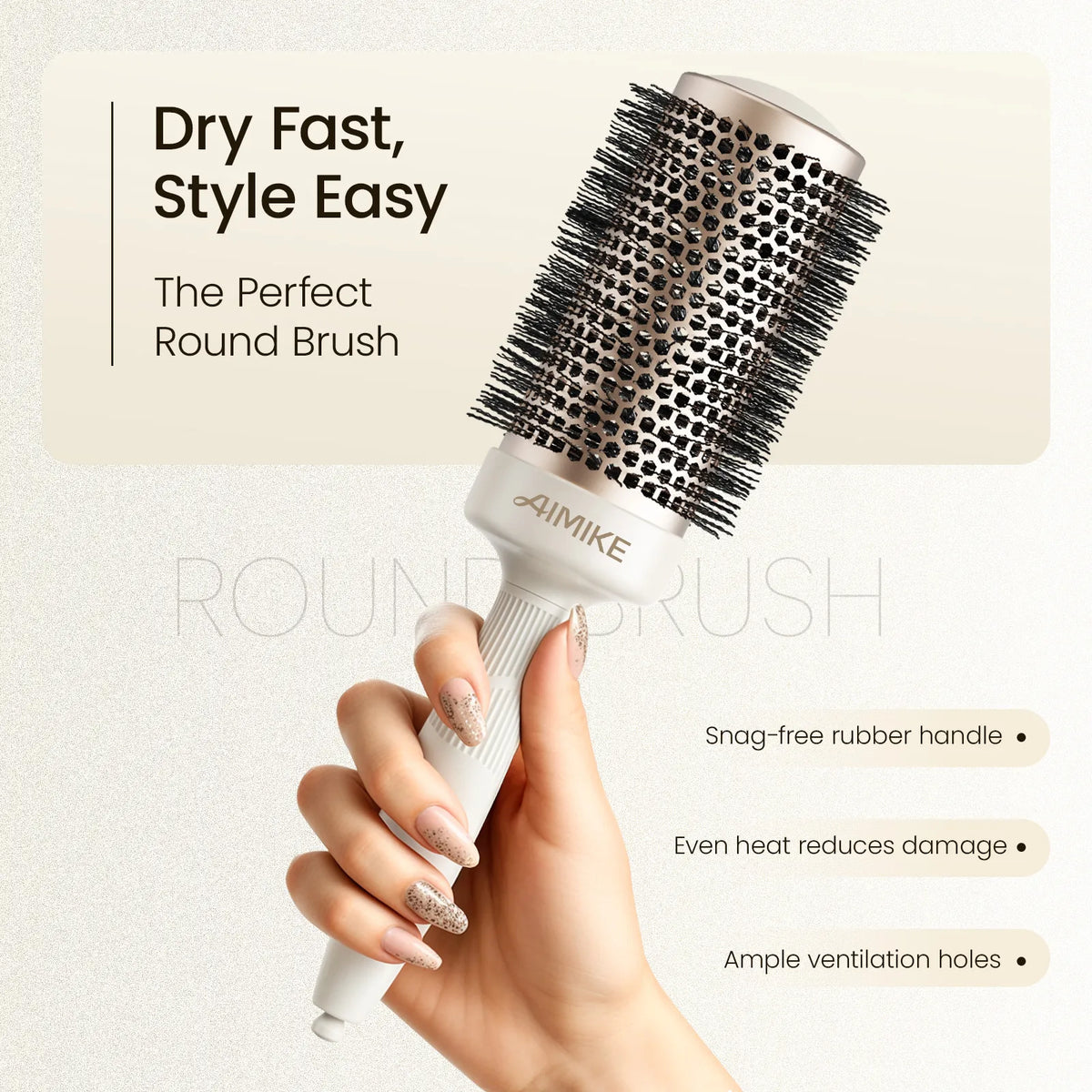 Ceramic Ionic Round Blowout Hair Brush - Desert Titanium