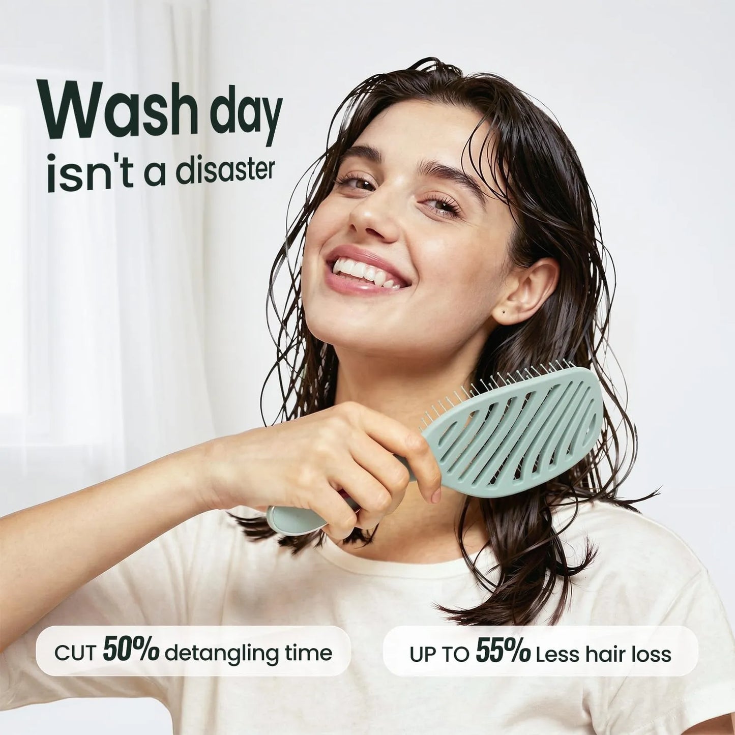 Vented Detangling Brush - Sage Green