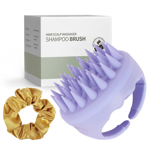 AIMIKE Eco-Friendly Scalp Massager Shampoo Brush, Soft Silicone Scalp Brush Hair Scrubber, Violet