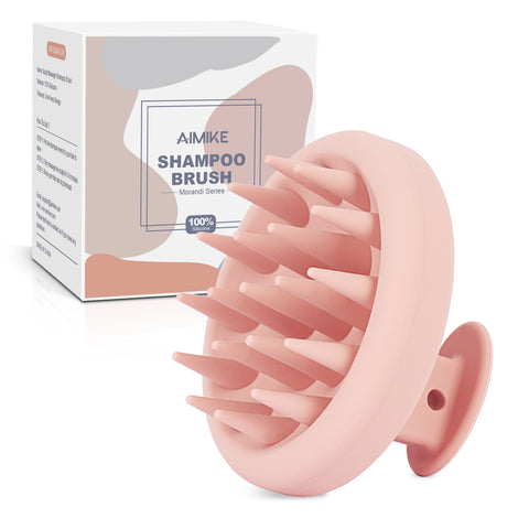 AIMIKE 100% Silicone Scalp Massager Shampoo Brush - Pastel Pink
