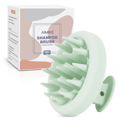 AIMIKE 100% Silicone Scalp Massager Shampoo Brush - Mint Green