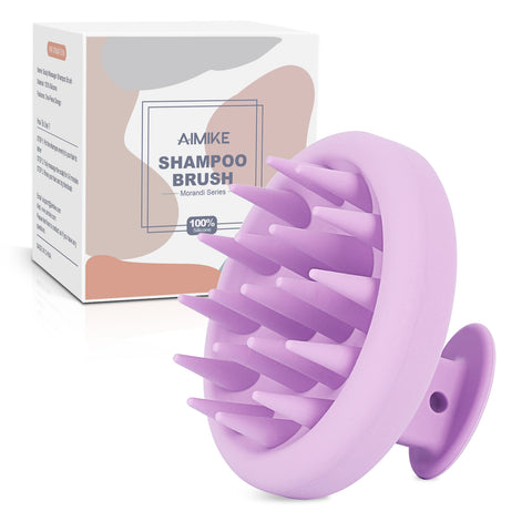 AIMIKE 100% Silicone Scalp Massager Shampoo Brush - Violet