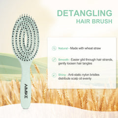 AIMIKE Detangling Hair Brush, Vented Detangler Brush,  No Pull Detangling Brush w/ Flex Soft Bristles - Mint Green