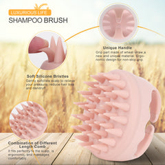 AIMIKE Eco-Friendly Scalp Massager Shampoo Brush, Soft Silicone Scalp Brush Hair Scrubber, Pink