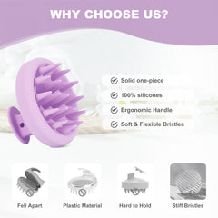 AIMIKE 100% Silicone Scalp Massager Shampoo Brush - Violet