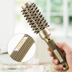 AIMIKE Professional Nano Thermal Ceramic & Ionic Tech Round Brush for Blow Drying, Curling, Straightening, 1.3 Inch