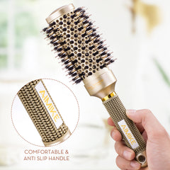 AIMIKE Professional Nano Thermal Ceramic & Ionic Tech Round Brush for Blow Drying, Curling, Straightening, 1.7 Inch