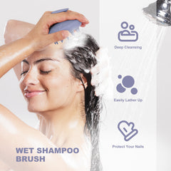 AIMIKE 100% Silicone Scalp Massager Shampoo Brush - Haze Blue