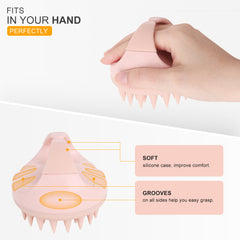 AIMIKE Eco-Friendly Scalp Massager Shampoo Brush, Soft Silicone Scalp Brush Hair Scrubber, Pink