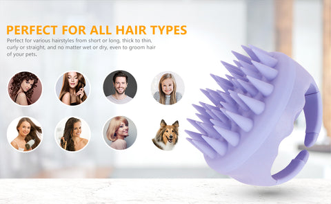 AIMIKE Eco-Friendly Scalp Massager Shampoo Brush, Soft Silicone Scalp Brush Hair Scrubber, Violet