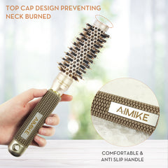 AIMIKE Nano Thermal Ceramic & Ionic Tech Round Brush for Blow Drying, Curling, Straightening, 1 Inch
