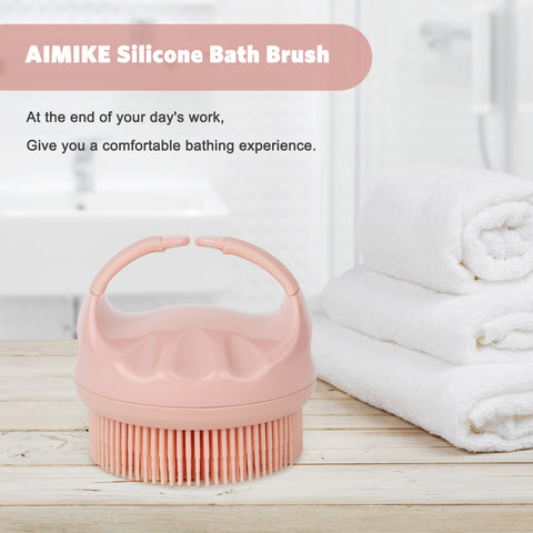 AIMIKE Body Brush Gentle Exfoliating Loofah, Handheld Silicone Body Scrubber Bath Brush, Easy to Clean & Lathers Well, More Hygienic