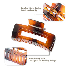 AIMIKE Rectangle Hair Claw Clips 3.1 Inch, French Design Acrylic Claw Clips for Thin/Medium Thick Hair