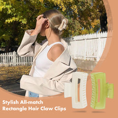 AIMIKE Rectangle Hair Claw Clips 3.1 Inch, French Design Acrylic Claw Clips for Thin/Medium Thick Hair