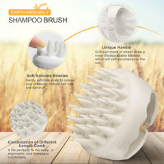 AIMIKE Eco-Friendly Scalp Massager Shampoo Brush, Soft Silicone Scalp Brush Hair Scrubber, Beige